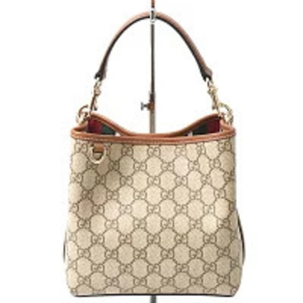 Gucci GG Emblem Bucket Bag Tote Shoulder Beige
